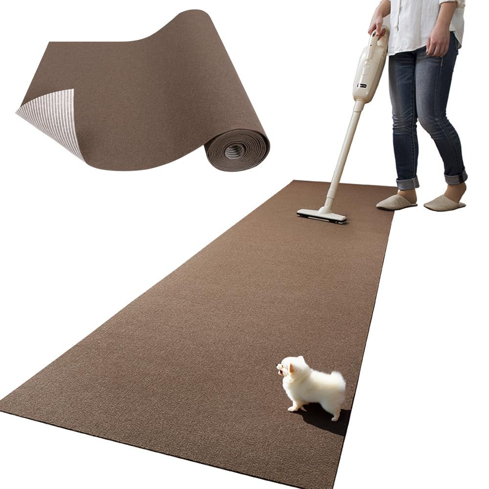 【こだわりの日本製】ペットマット 60x240cm 厚み約3mm 撥水 滑り防止 保護マット 床に吸着 ズレない 犬を守る カーペット 洗濯可能 消臭 (ブラウン)