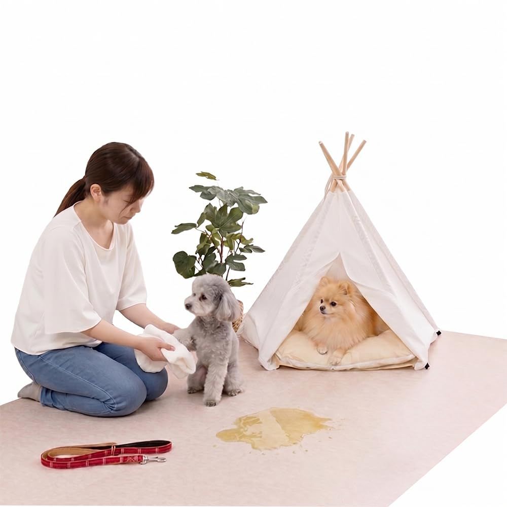 【こだわりの日本製 獣医師推奨 】 ペットマット 防水 240×60cm 厚さ約2mm 滑りにくい 足腰保護 犬用マット 消臭 拭ける お手入れ簡単 床保護 床暖房対応 ロングタイプ(ベージュ)