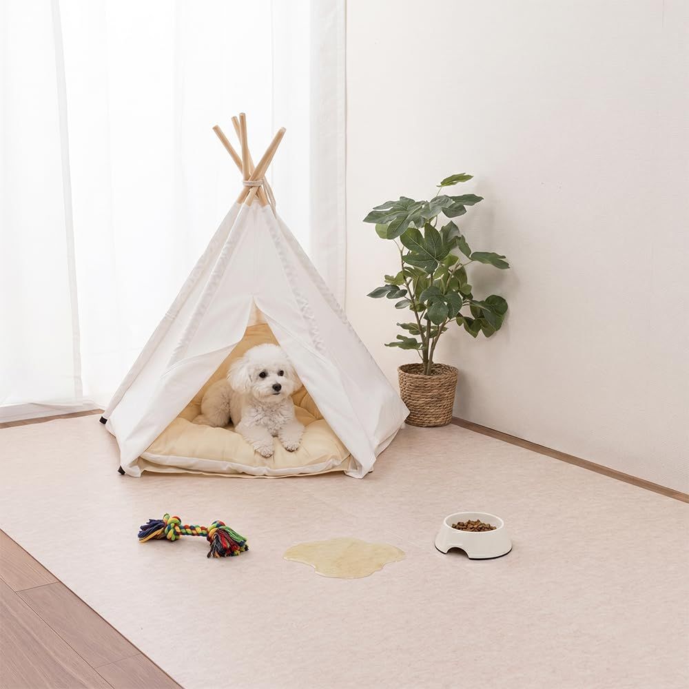 【こだわりの日本製 獣医師推奨 】 ペットマット 防水 180×60cm 厚さ約2mm 滑りにくい 足腰保護 犬用マット 消臭 拭ける お手入れ簡単 床保護 床暖房対応 ロングタイプ (ベージュ)