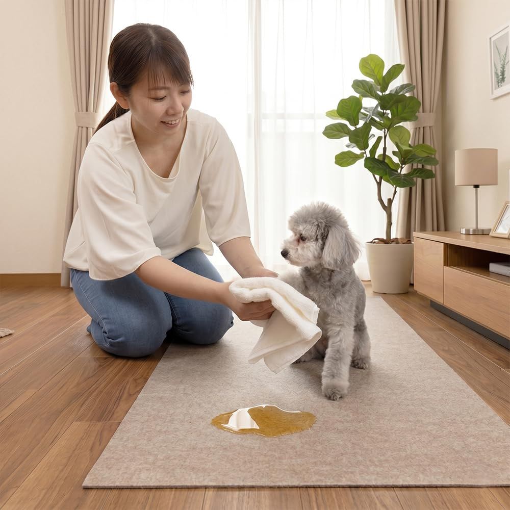 【こだわりの日本製】ペットマット 防水 60x240cm 厚み2mm 犬用 お手入れ簡単 拭ける 滑りにくい マット ペットの足腰 保護 負担 軽減 防滑 消臭 床暖房対応(ブラウン)