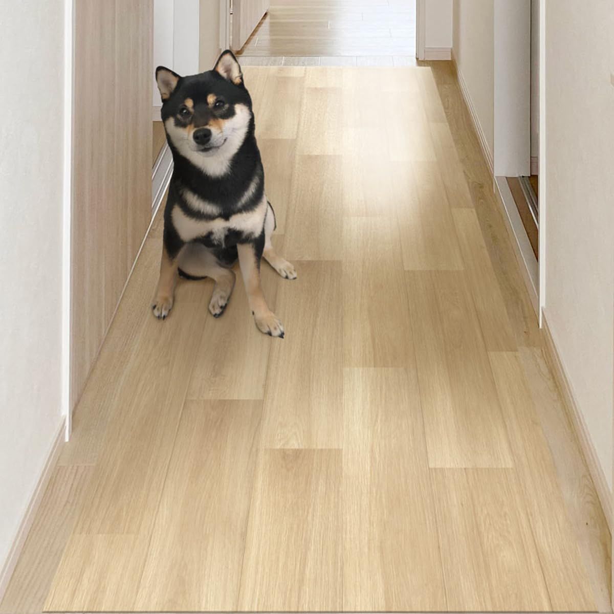 ぼん家具 日本製 ペットマット 防水 滑り止め 木目柄 80×500cm 犬 マット 床保護シート ペット 消臭 防滑 汚れ防止 拭ける ハサミでカット 廊下敷 ベージュ