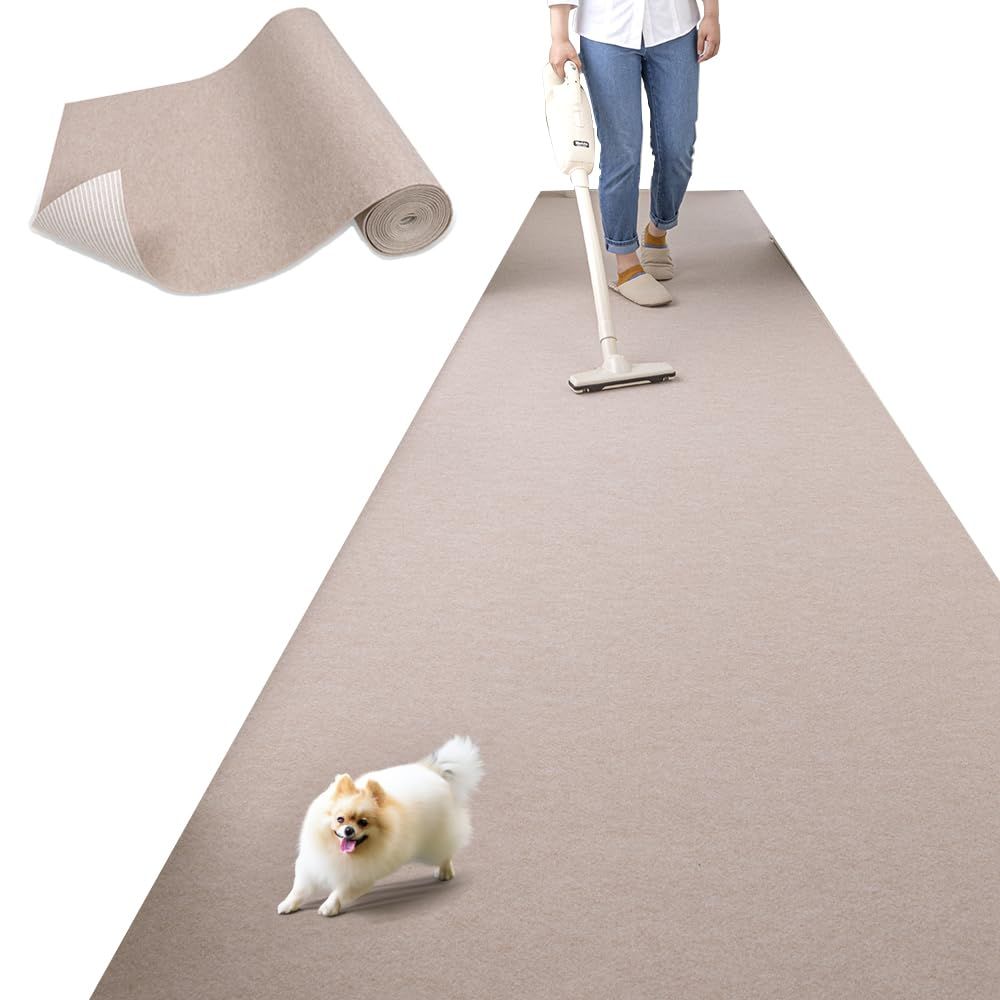 【こだわりの日本製】ペットマット 60x240cm 厚み約3mm 撥水 滑り防止 保護マット 床に吸着 ズレない 犬を守る カーペット 洗濯可能 消臭 (ベージュ)