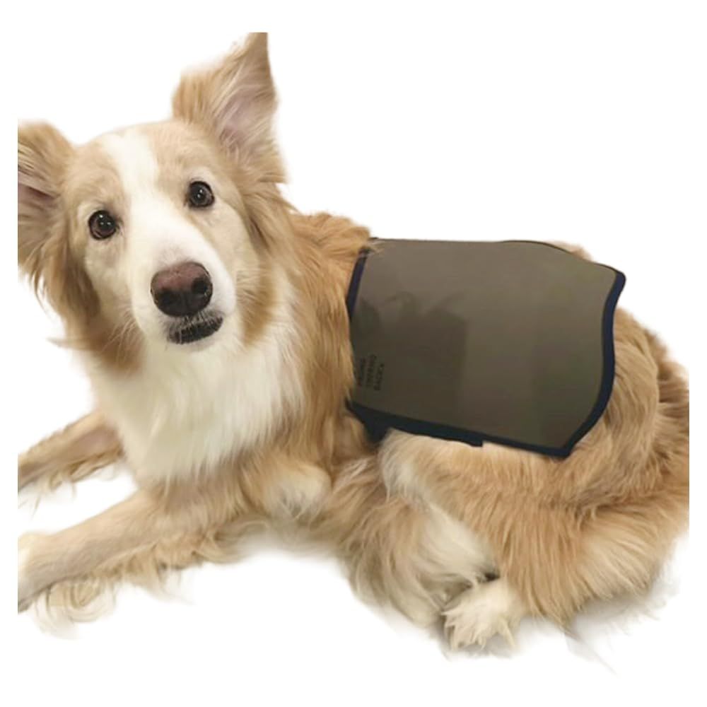 PROMO THERMO BACK's プロモサーモバックス ブラックシリカ 犬猫 ペット用 背巻き 腹巻き コルセット 温熱 温活 蓄熱保温 ストレッチ素材 日本製 オリーブグリーン＆ブラック Lサイズ（胸囲60～84cm、着丈25cm） (Lサイズ)