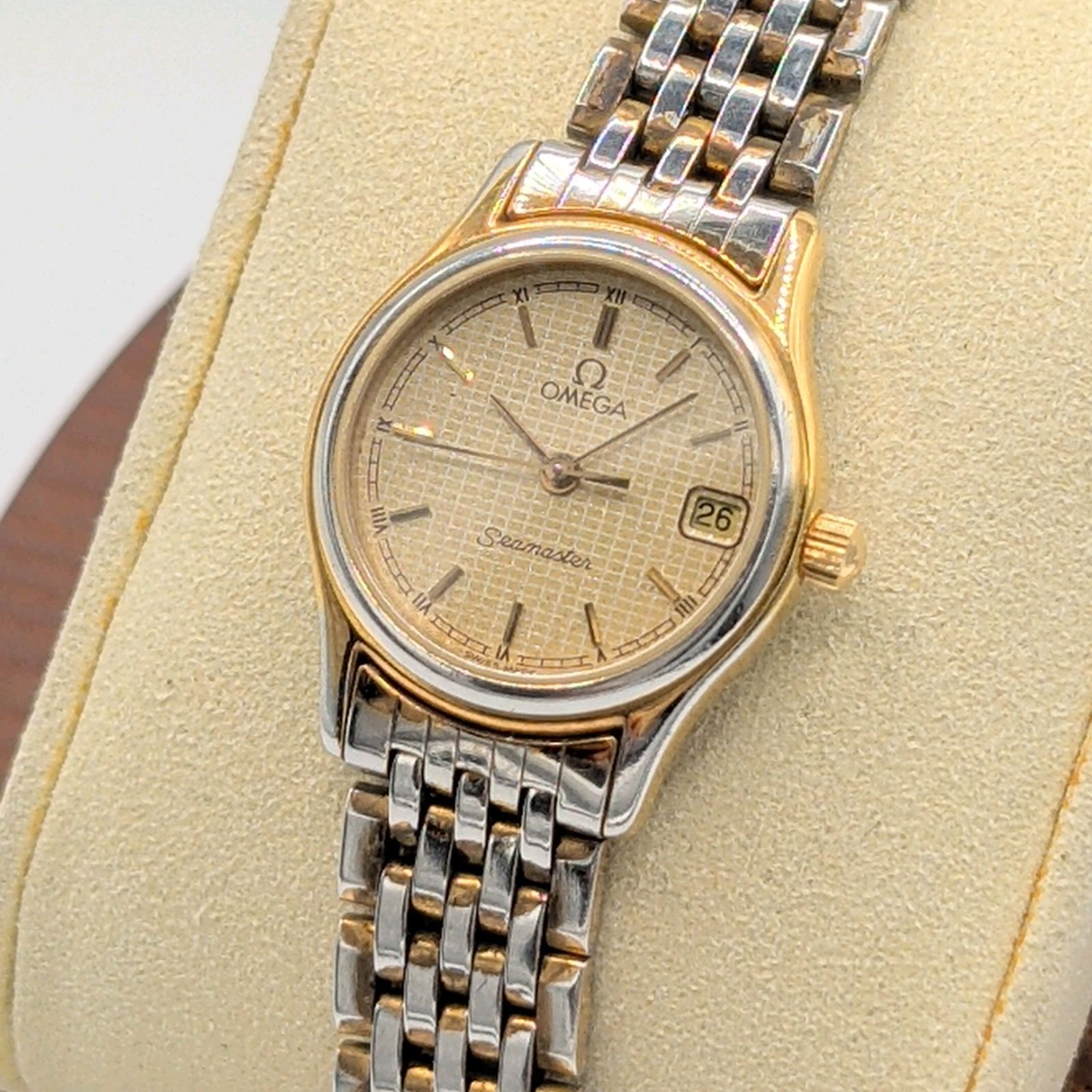 OMEGA Seamaster Watch Quartz Ladies Square Gold Combi Y2K 00S 