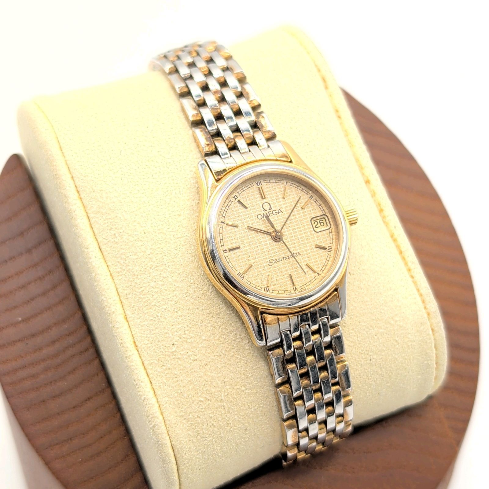 OMEGA Seamaster Watch Quartz Ladies Square Gold Combi Y2K 00S 