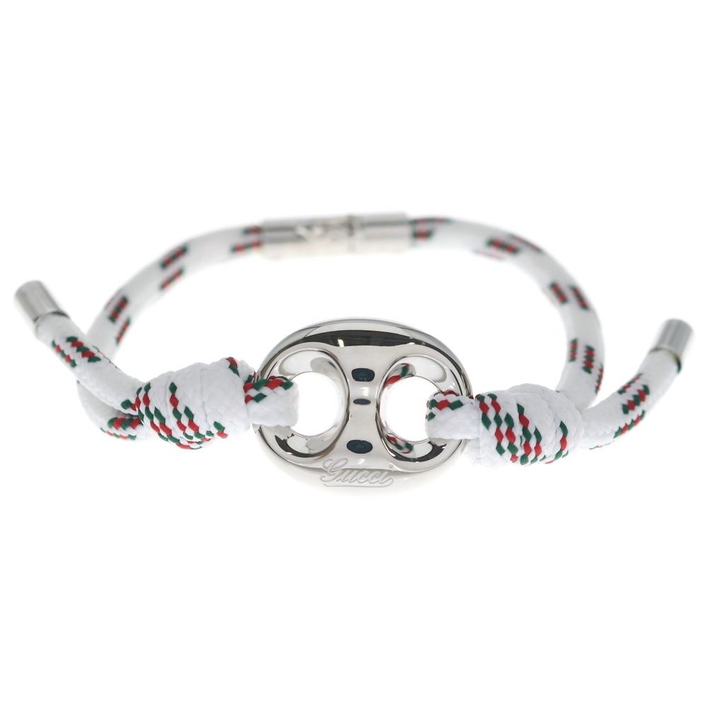 GUCCI (グッチ) マリナチェーン ファブリック ブレスレット ホワイト