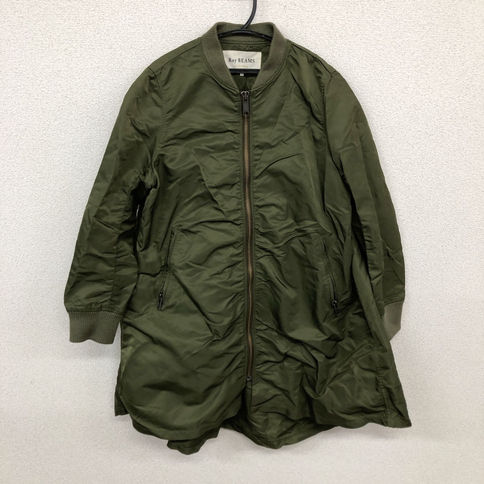 レディース Ray BEAMS バックタック ロング MA-1 コート カーキー