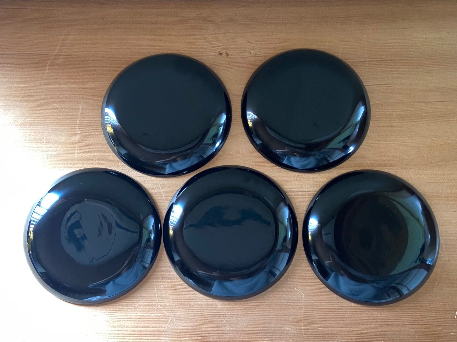 能登蔵出し 輪島塗 黒漆 布着本堅地 金牡丹 沈金 銘々皿 5客 / 天然木