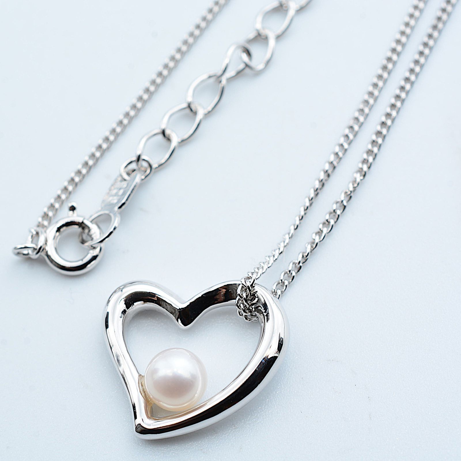 MIKIMOTO ミキモト オープンハート 一粒パール ネックレス シルバー925 