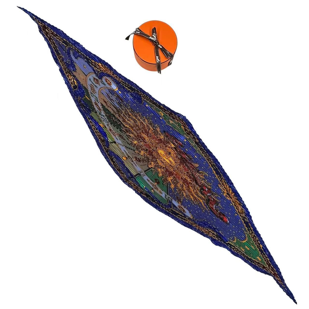 極美品 HERMES エルメス プリーツ スカーフ シルク ASTRES et SOLEILS