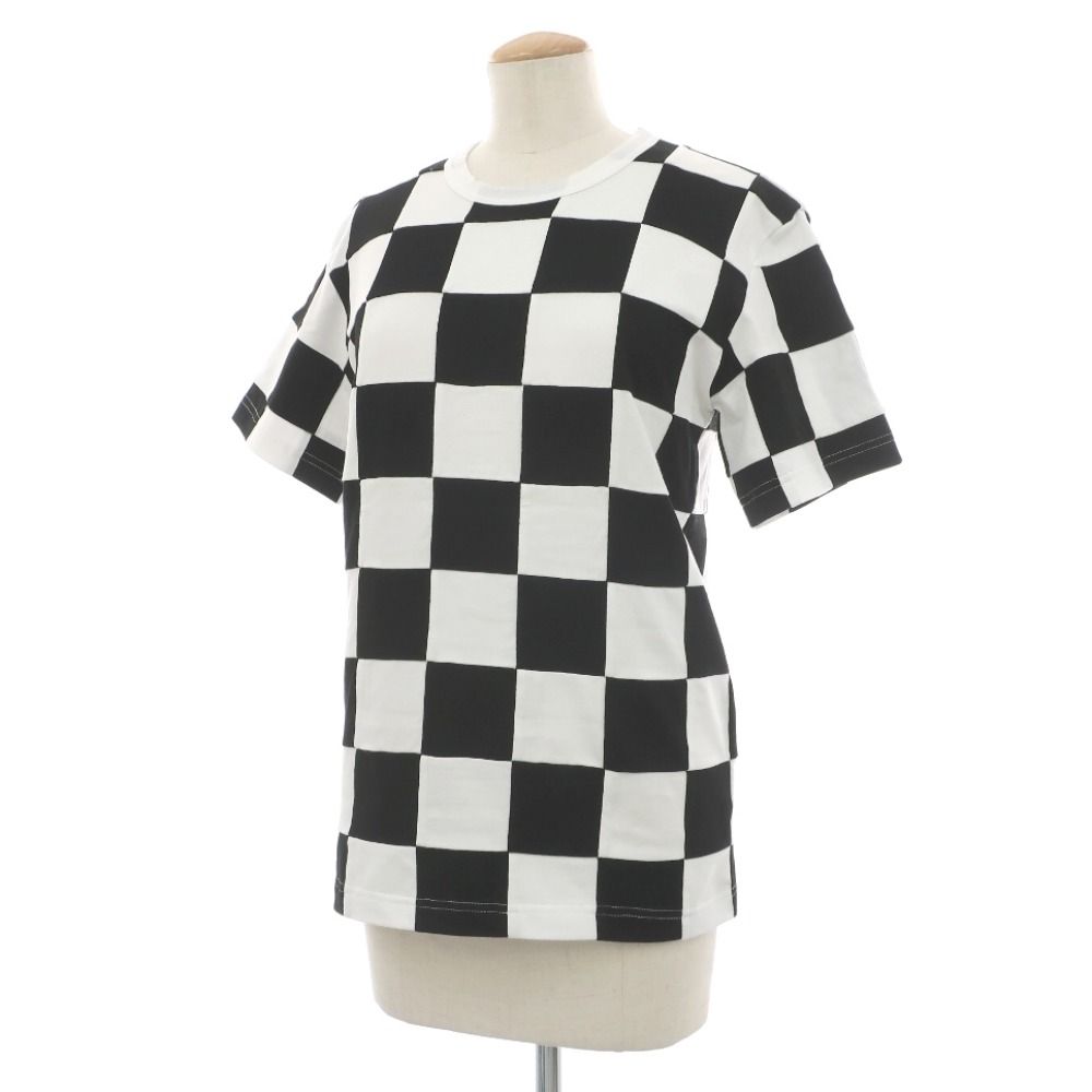 【中古】コムデギャルソン コムデギャルソン COMME des GARCONS COMME des GARCONS 2025年春夏 パッチワーク ブロックチェック クルーネック 半袖Ｔシャツ ホワイトxブラック【サイズS】【レディース】