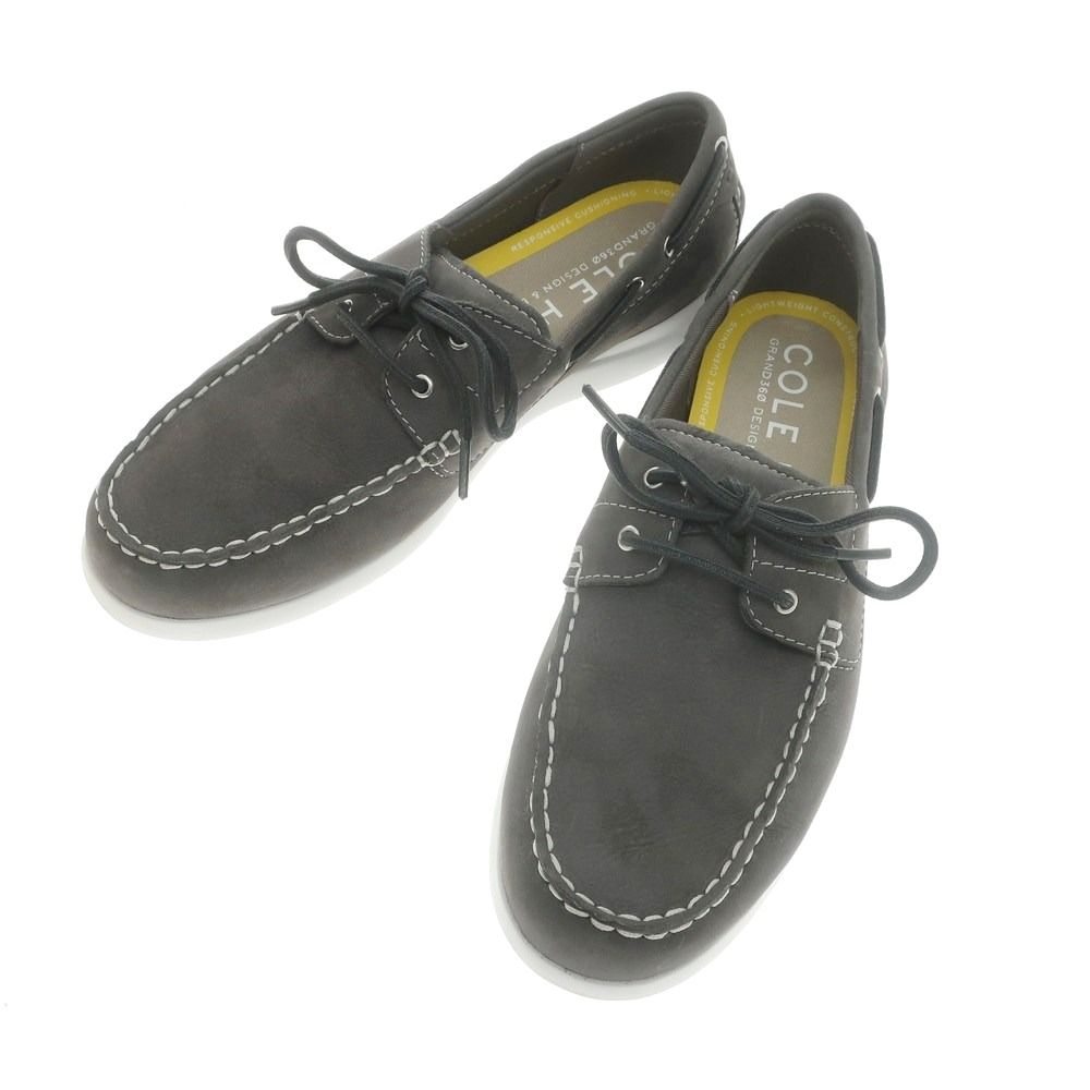 【中古】コールハーン COLE HAAN C36081 ヌバックレザー デッキシューズ グレー【サイズ8】【メンズ】