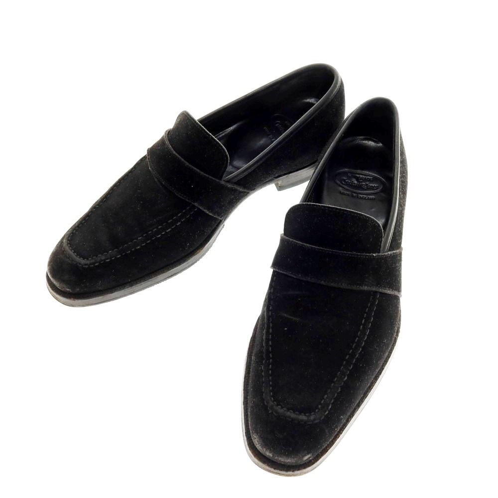 【中古】クロケットアンドジョーンズ CROCKETT&JONES ハンドグレード スエード ローファー ブラック【サイズ6D】【メンズ】