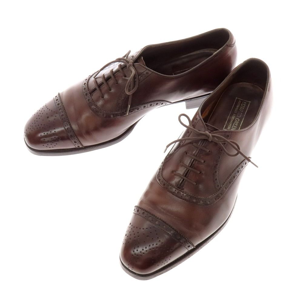 【中古】エドワードグリーン EDWARD GREEN ASQUITH セミブローグ ドレスシューズ ブラウン（ダークオーク）【サイズ7 1/2E】【メンズ】