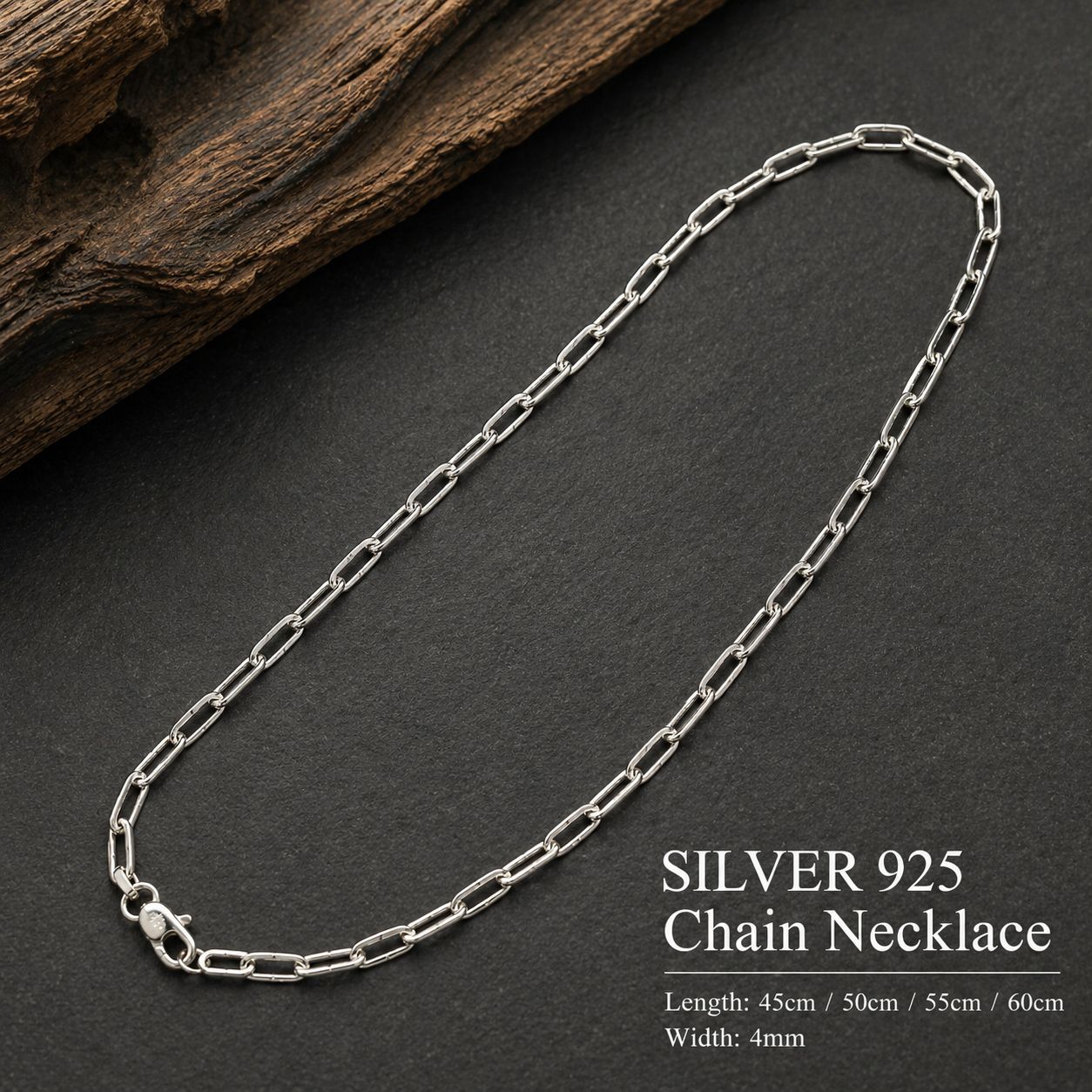 シルバー 925 ネックレス リンクチェーン 45cm/50cm/55cm/60cm 幅4mm 