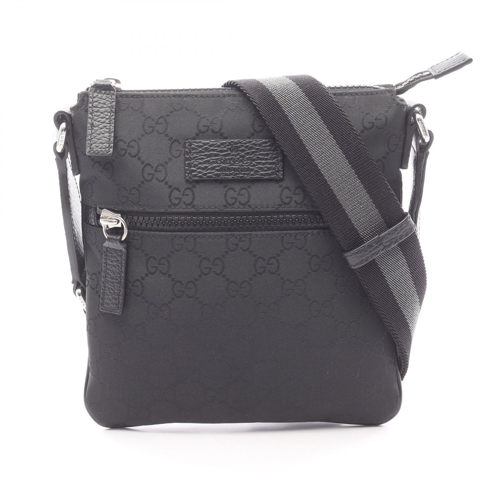グッチ GUCCI ショルダーバッグ GG柄 449183 ブラック ナイロン レザー 