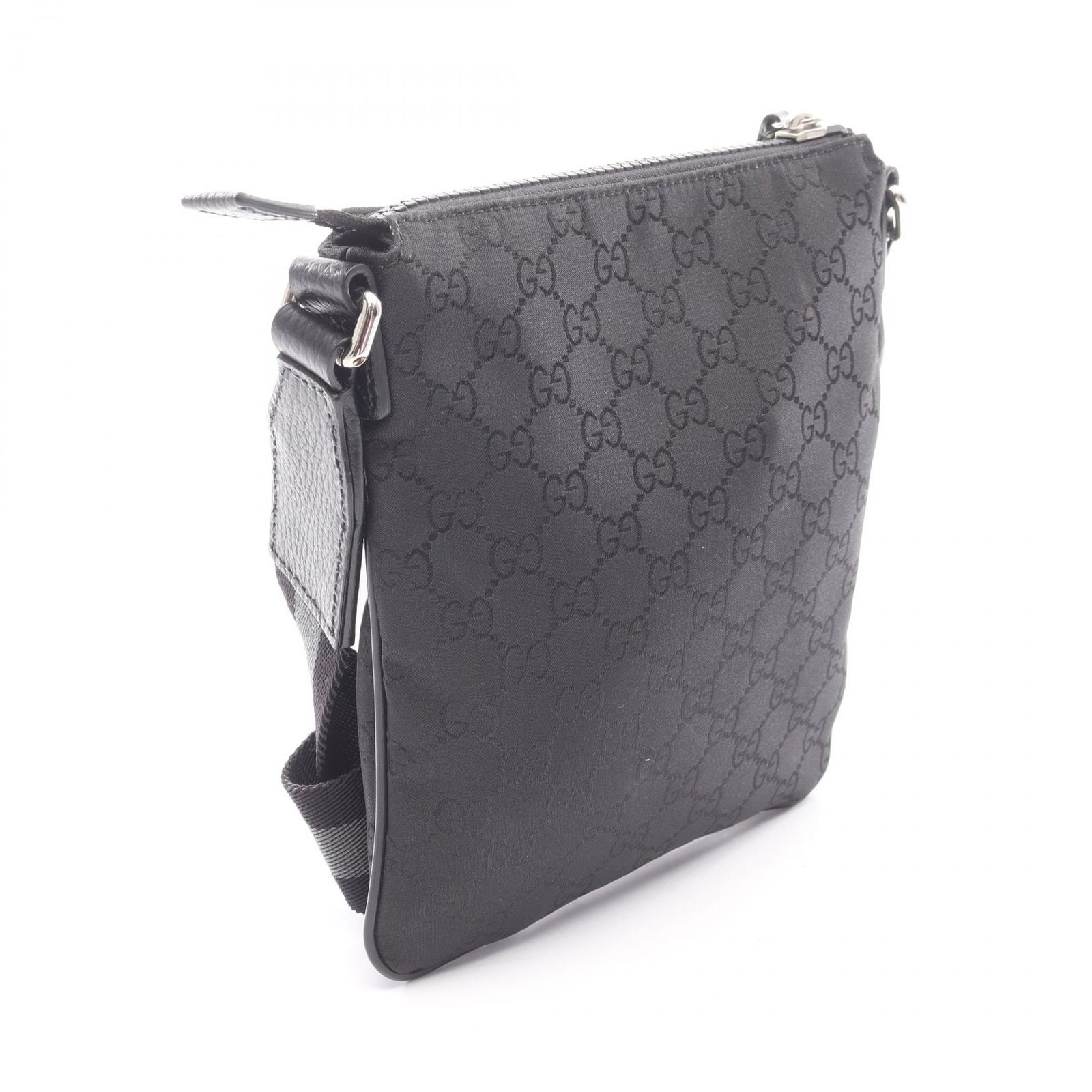 グッチ GUCCI ショルダーバッグ GG柄 449183 ブラック ナイロン レザー 