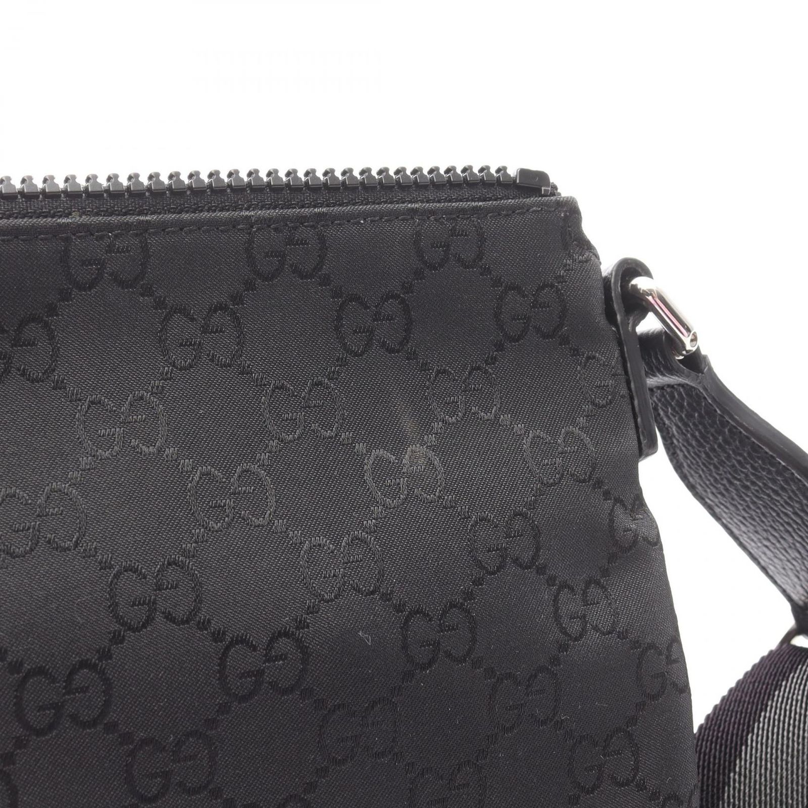 グッチ GUCCI ショルダーバッグ GG柄 449183 ブラック ナイロン レザー 