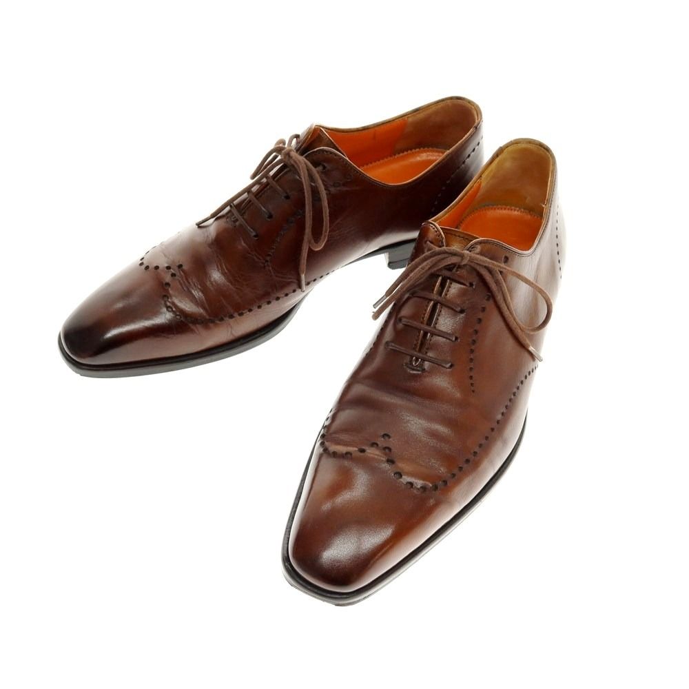 【中古】マグナーニ MAGNANNI ブラインドブローグ ドレスシューズ ブラウン【サイズ38】【メンズ】