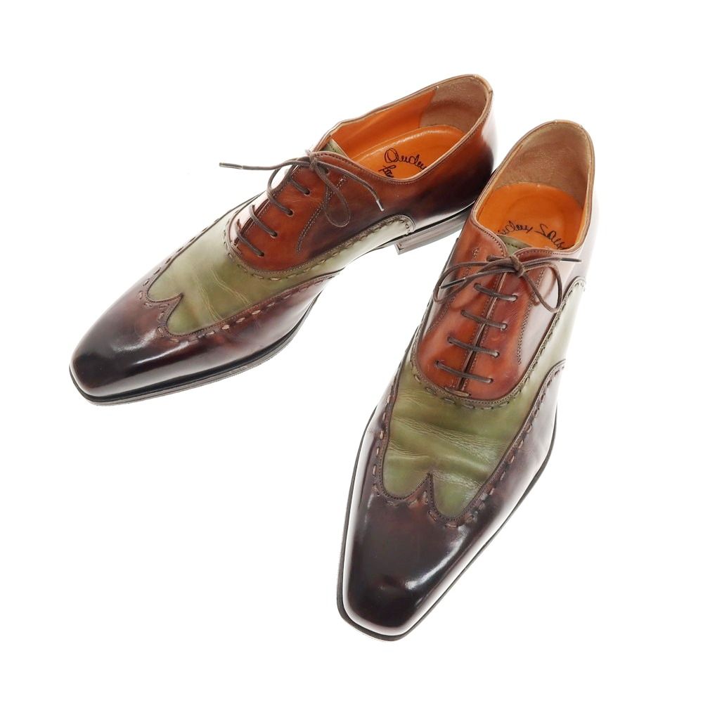 【中古】サントーニ Santoni ブラインドブローグ ドレスシューズ ブラウンxライトグリーン系【サイズ8】【メンズ】 17,963円