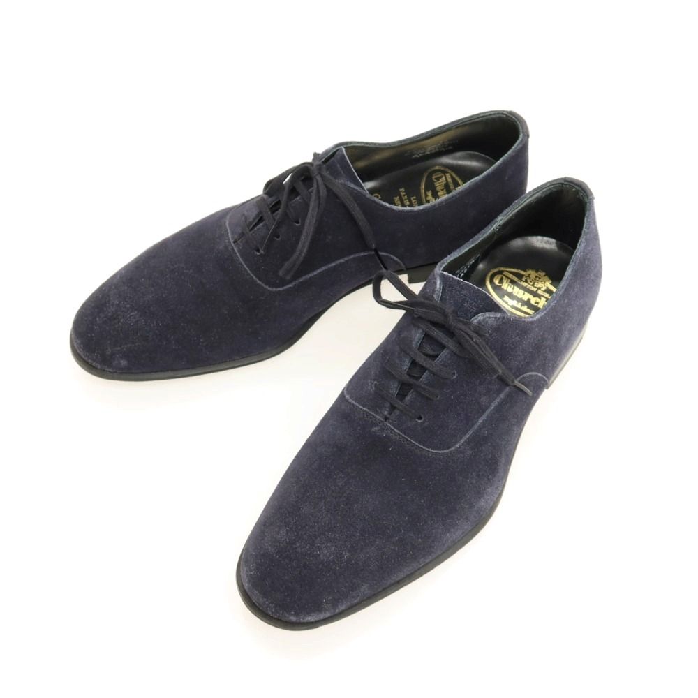 【中古】チャーチ CHURCH'S ALASTAIR スエード プレーントゥ ドレスシューズ ネイビー【サイズ60G】【メンズ】