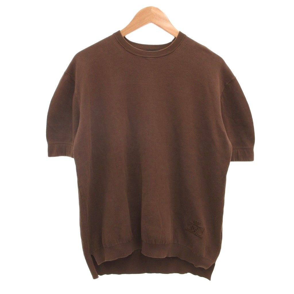 ドゥロワー Drawer Tシャツ カットソー 茶 ブラウン 半袖 ラウンド