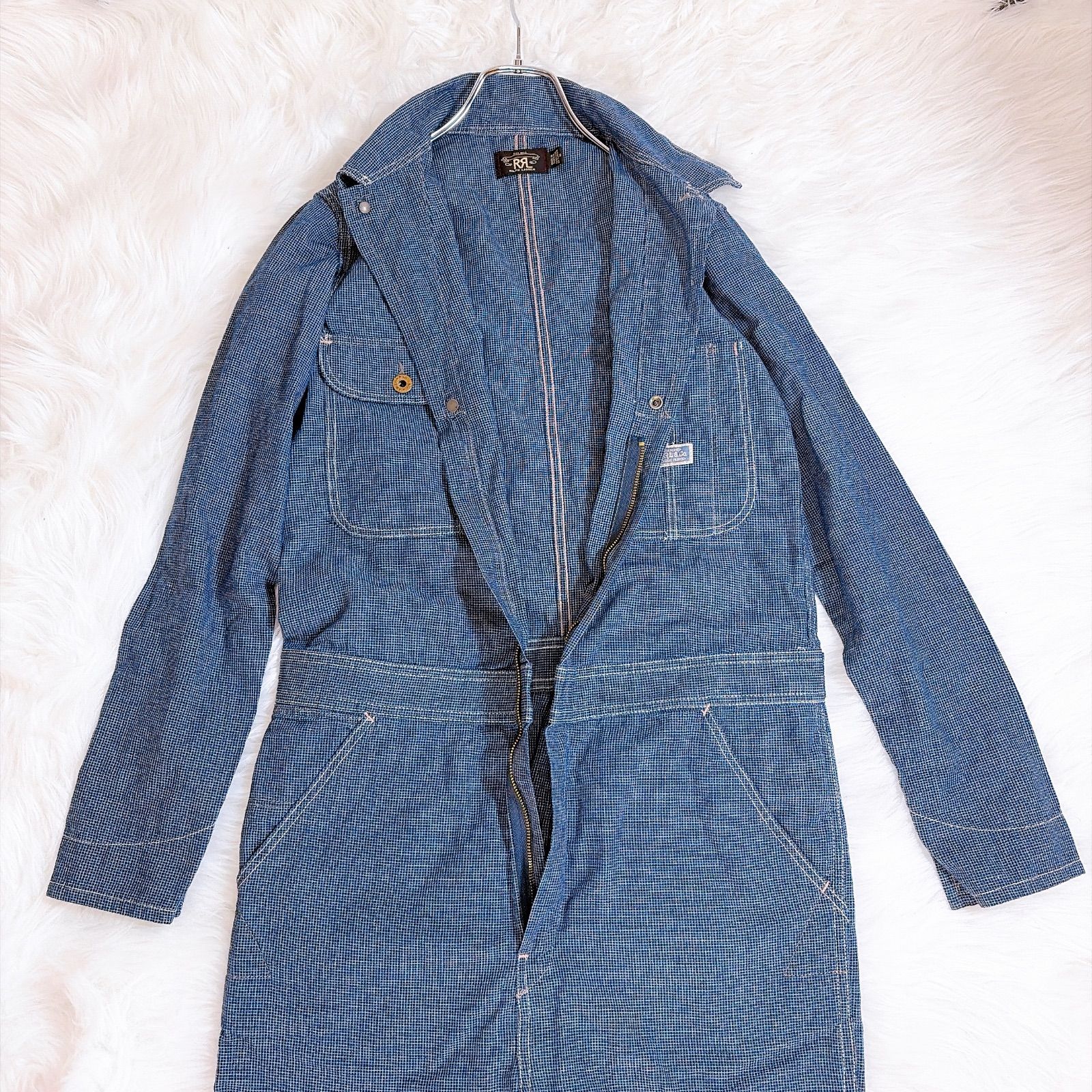 RRL ダブルアールエルインディゴ ヘリンボーンオールインワン つなぎ RRL ダブルアールエル インディゴ ヘリンボーン オールインワン ツナギ