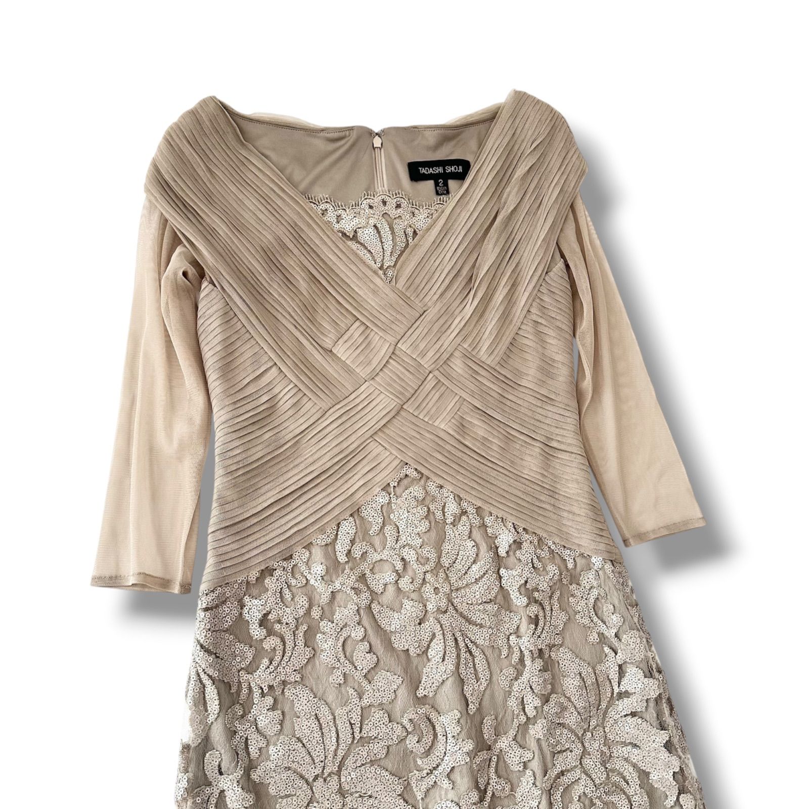 タダシショージ Tadashi Shoji Sequin Lace Gown ドレス クロス