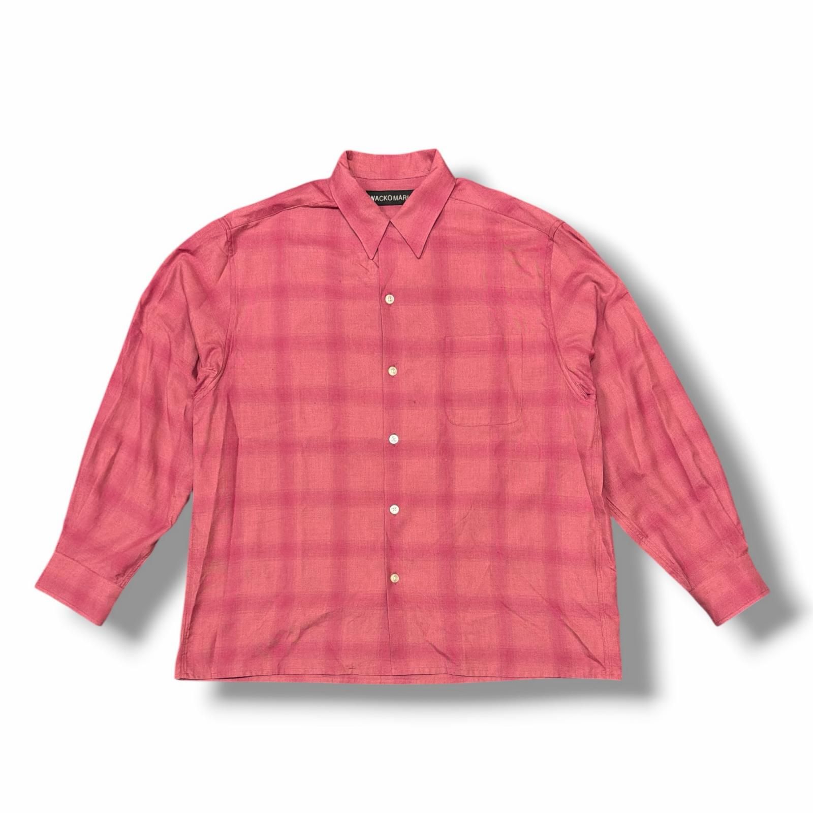 参考上代33000円 WACKO MARIA 26SS OMBRE CHECK OPEN COLLAR SHIRT L/S 