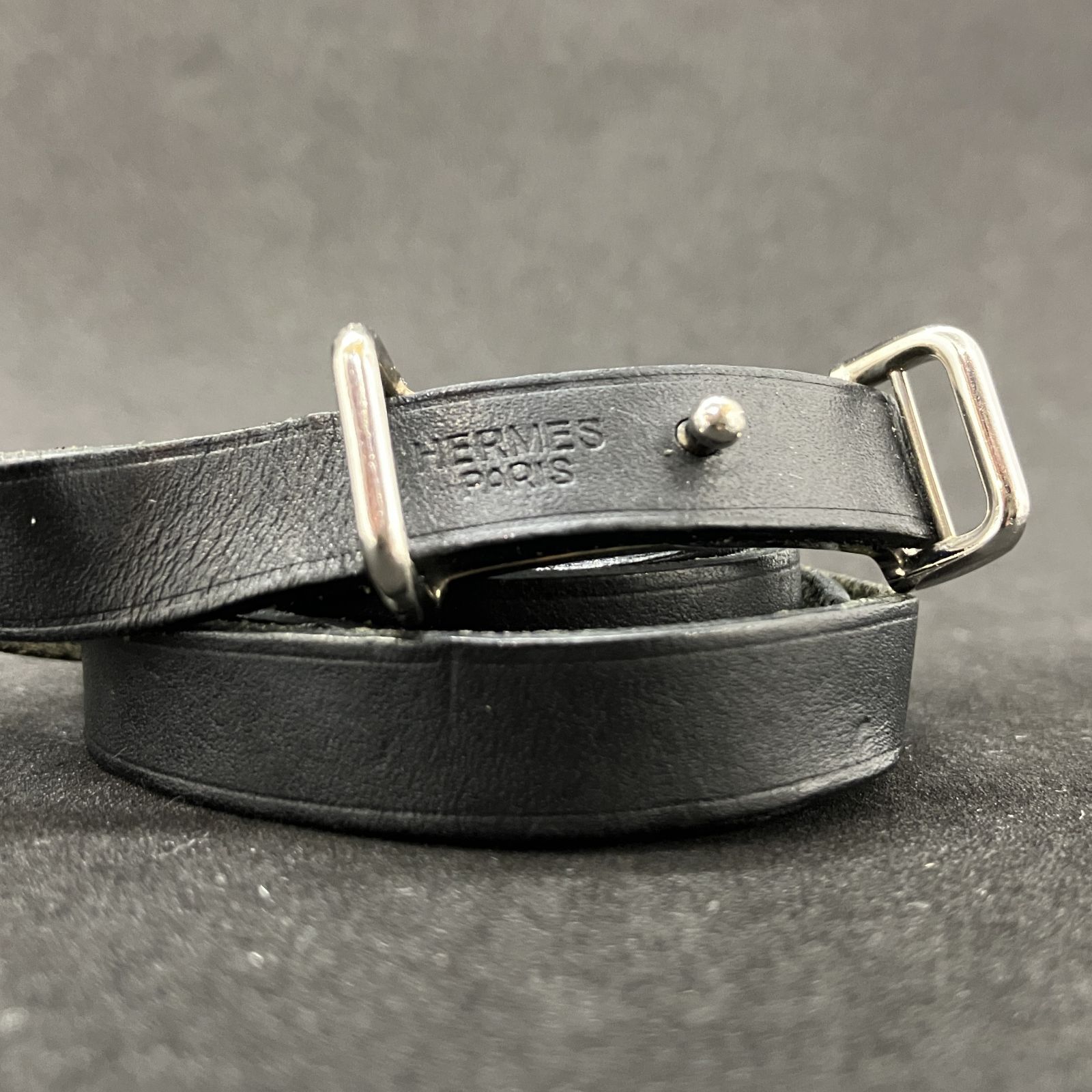 HERMES エルメス ブレスレット 2連 アピ2 レザー ブラック系 562