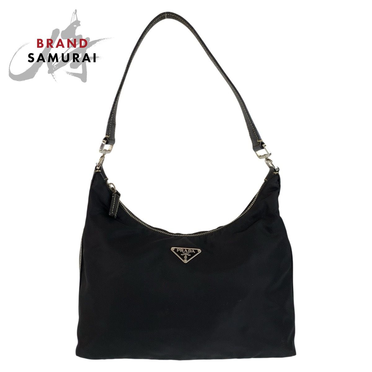 PRADA プラダ テスート 三角ロゴプレート ブラック 黒 シルバー金具 