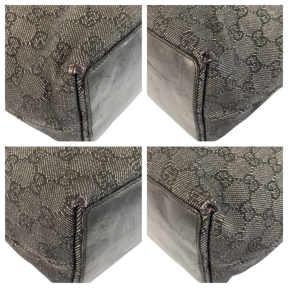 美品 GUCCI グッチ ブラック 黒 シルバー金具 GGキャンバス/レザー