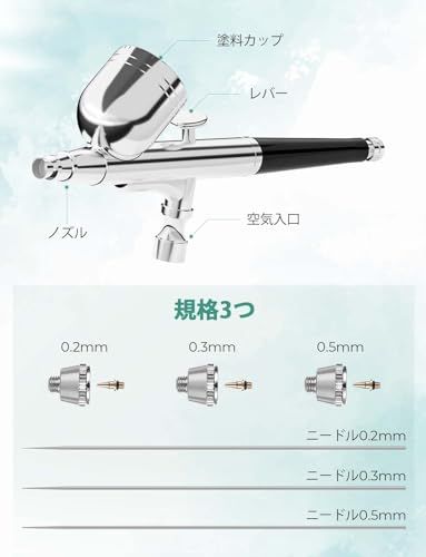 Oasser エアブラシ セット ミニコンプレッサー ダブルアクション 無