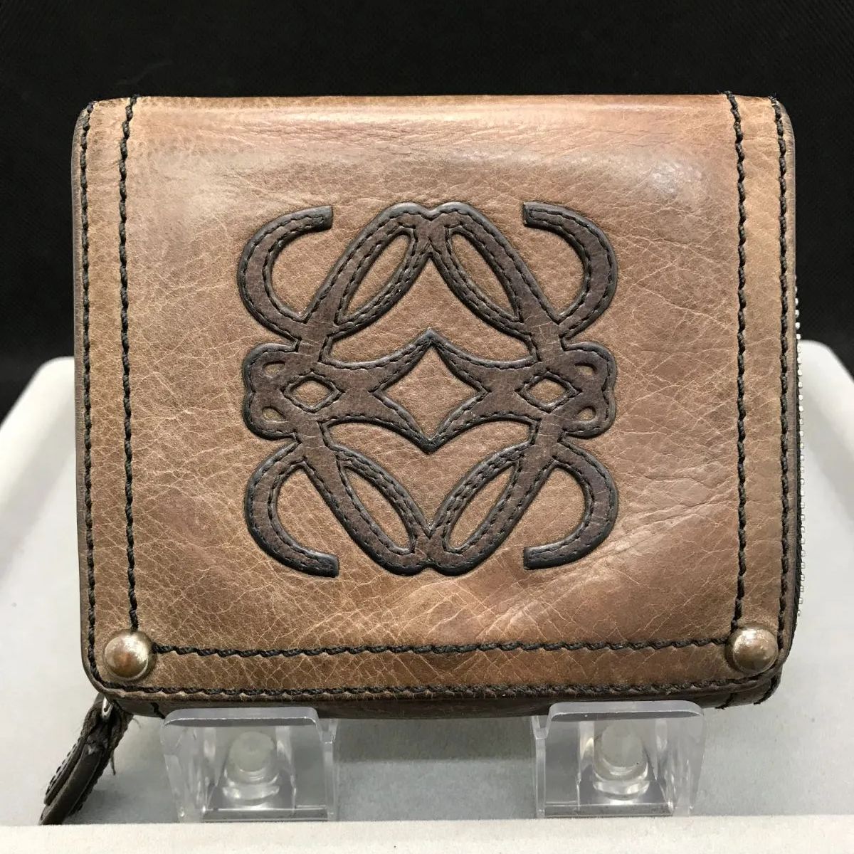 LOEWE ロエベ 二つ折り財布 レザー アナグラム ブラウン系 1804 - メルカリ