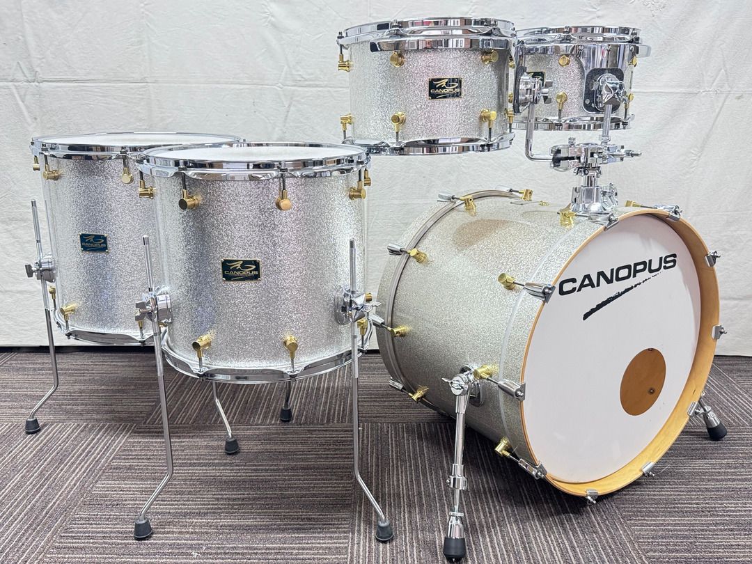 USED CANOPUS R.F.M. Series BD20,TT10,TT12,FT14,FT16 Silver Sparkle ダブルタムホルダー付