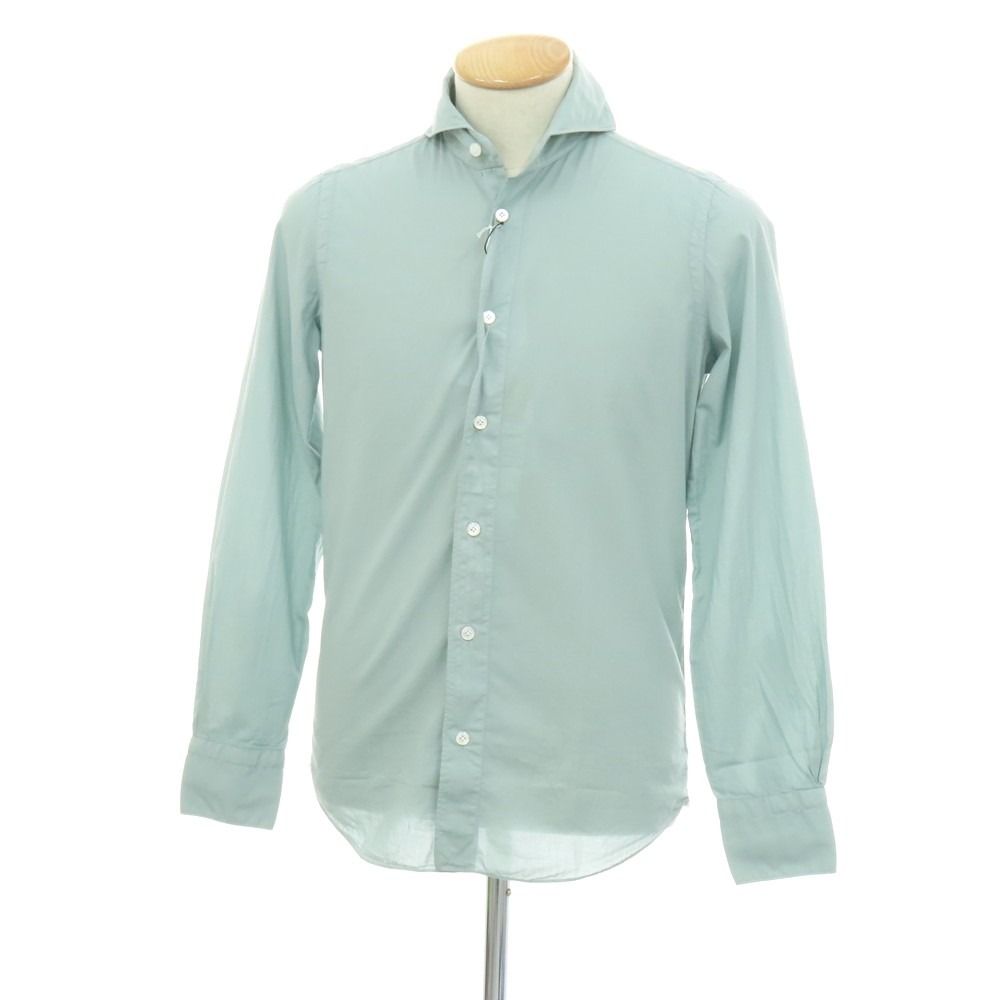 極美品 フィナモレ カッタウェイシャツ ソフトフランネル コットン グリーンXL 新品】フィナモレ Finamore SERGIO Super Light Cotton カッタウェイ