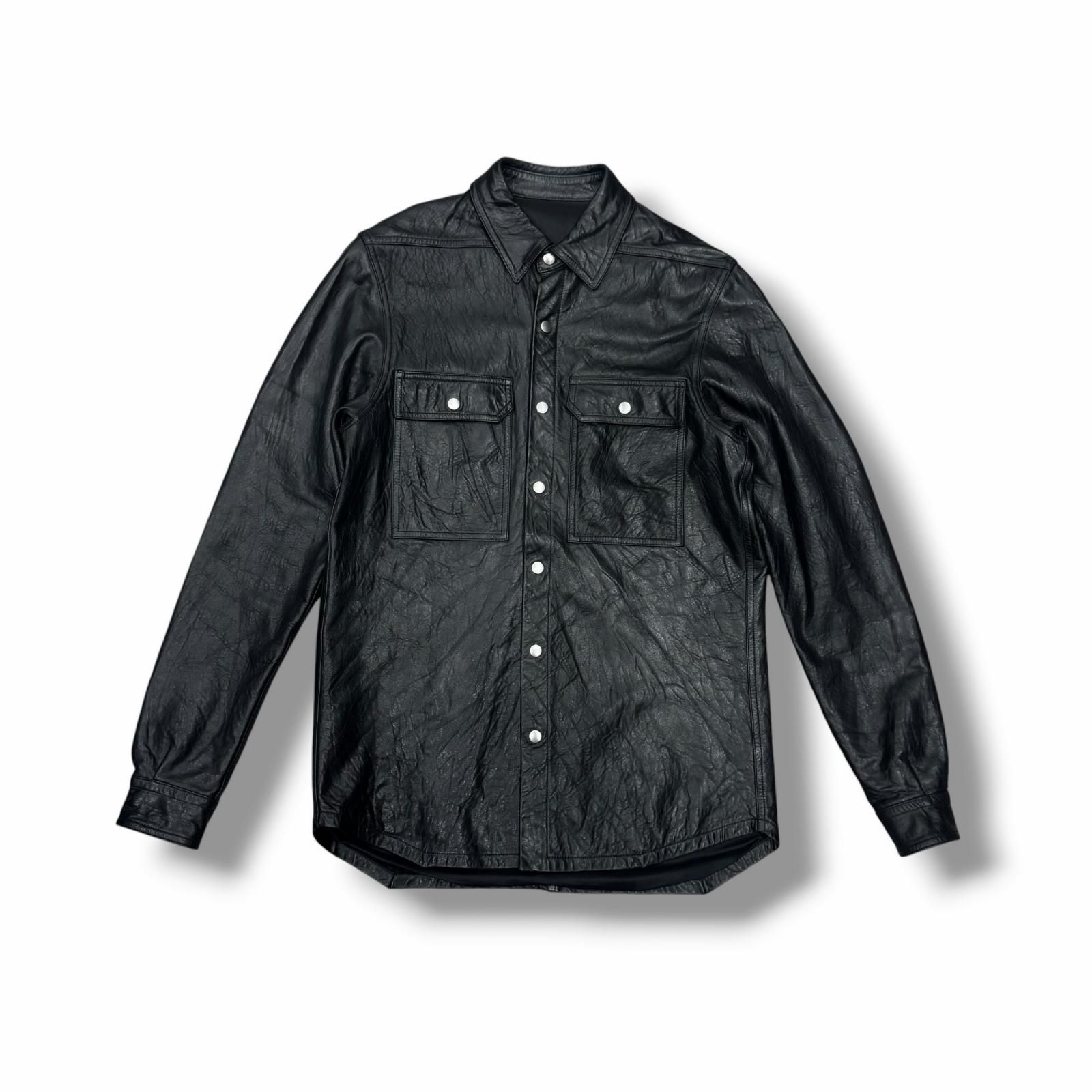 Rick Owens リックオウエンス レザーアウターシャツ 40サイズ Rick Owens（リック・オウエンス） レザージャケット OUTERSHIRT