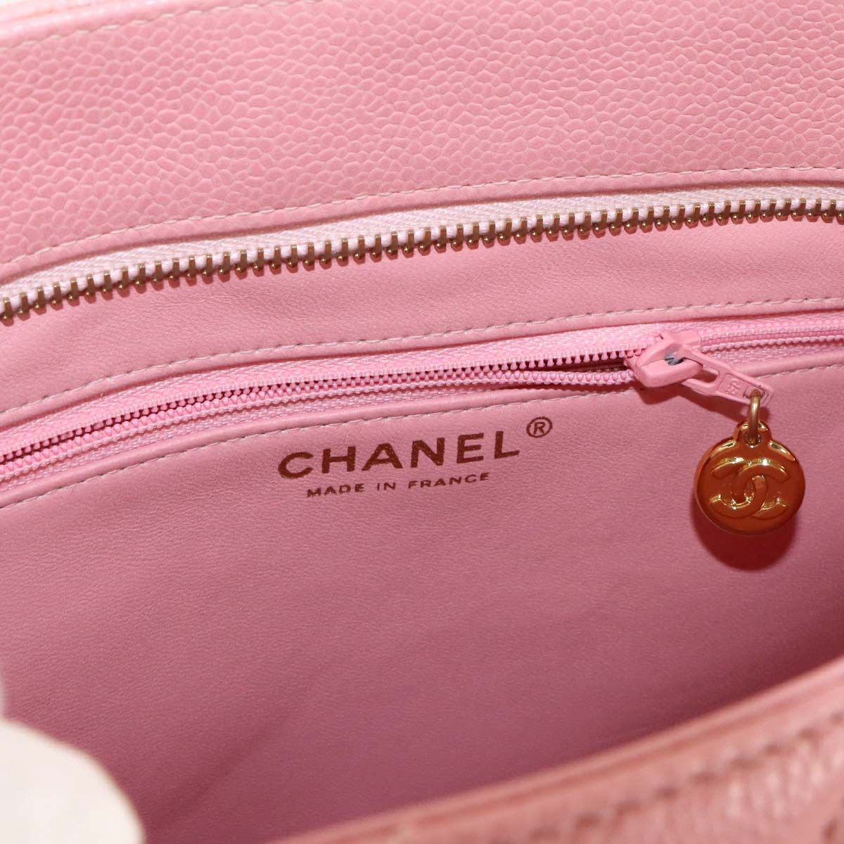 新品同様 シャネル CHANEL 復刻トート バッグ キャビアスキン ピンク 