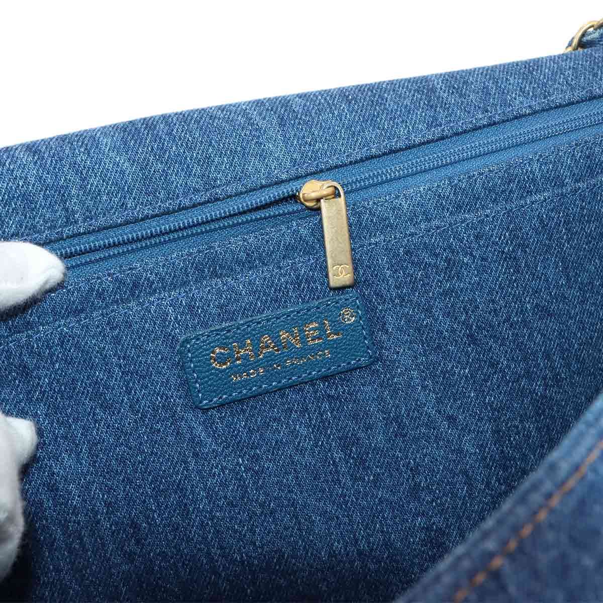 未使用 展示品 シャネル CHANEL エジプト チェーン ショルダー バッグ デニム シアリング ブルー ゴールド 金具 90284803 CHANEL - 未使用 展示品 シャネル CHANEL エジプト チェーン