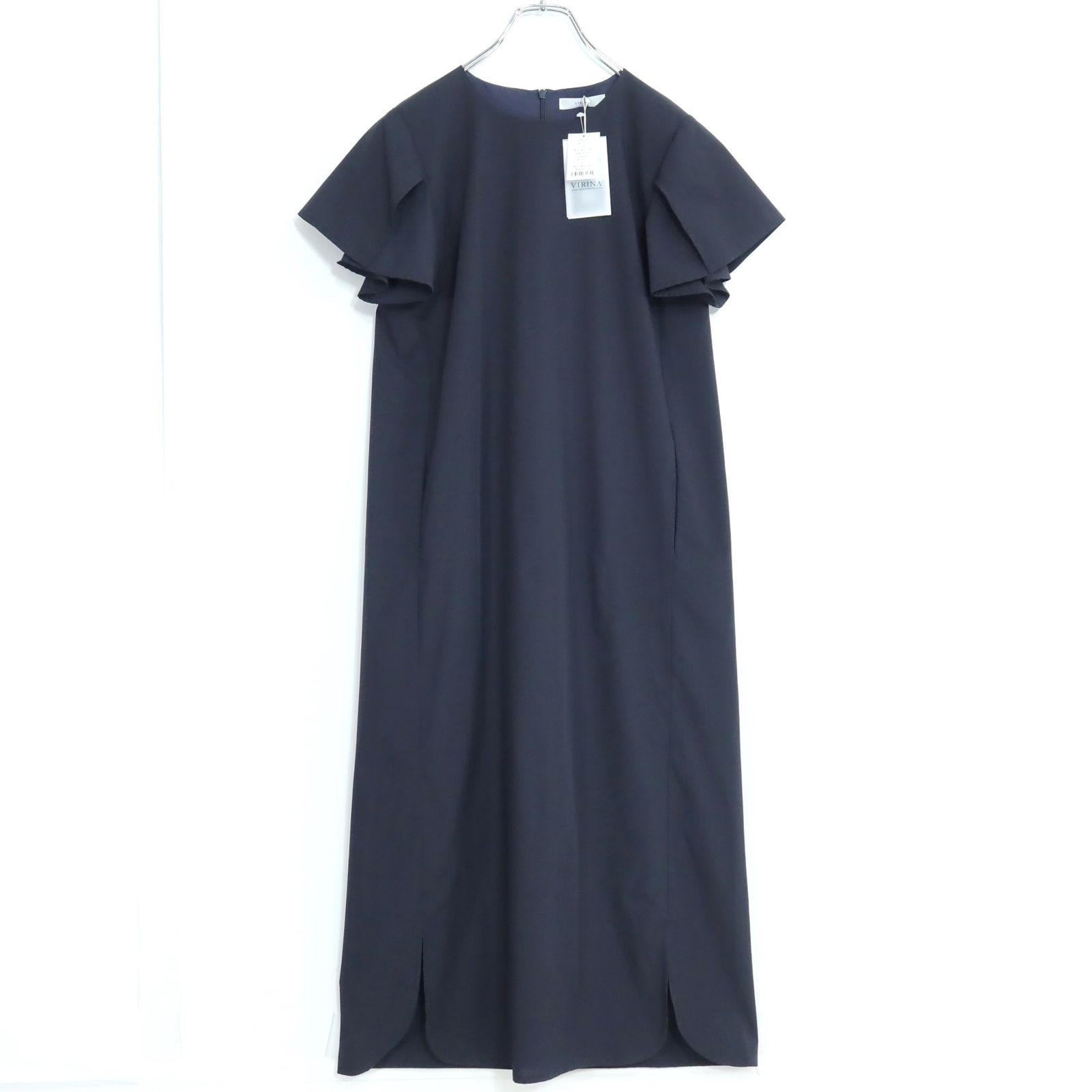 美品】VIRINA ヴィリーナ☆ケープ付き半袖ワンピース サイズXS 濃紺系