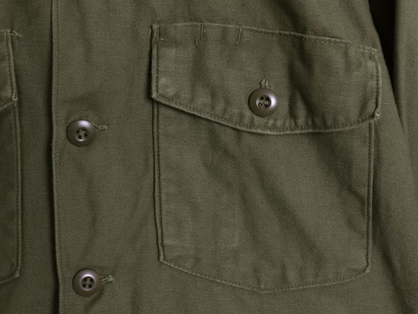 60s 米軍実物 US ARMY コットン サテン ユーティリティ シャツ M 