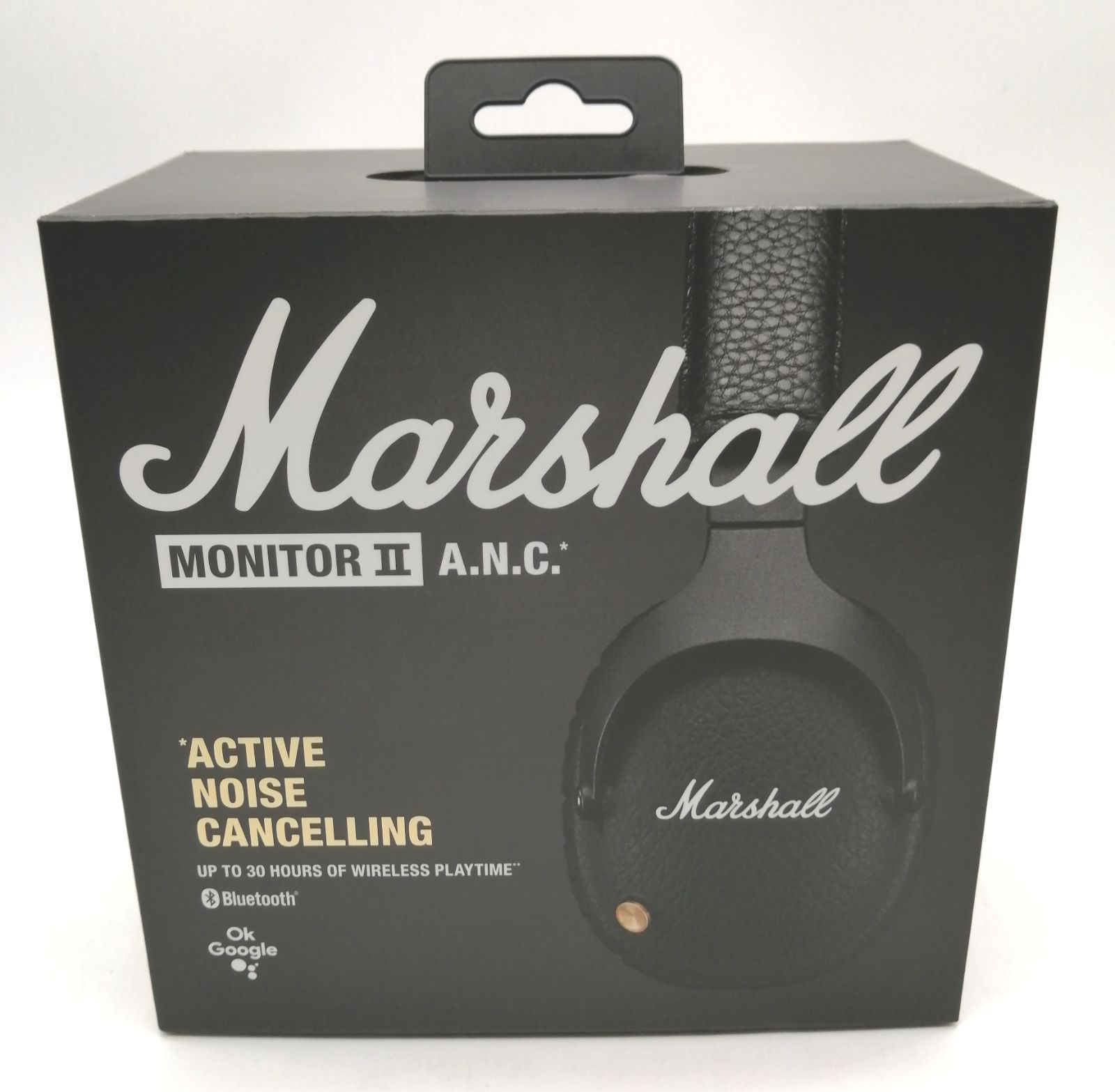 【極美品 (正規代理店）シール添付】Marshall ワイヤレスノイズキャンセリングヘッドホン MonitorⅡA.N.C ブラック 連続再生30時間/通話対応 【国内正規品】