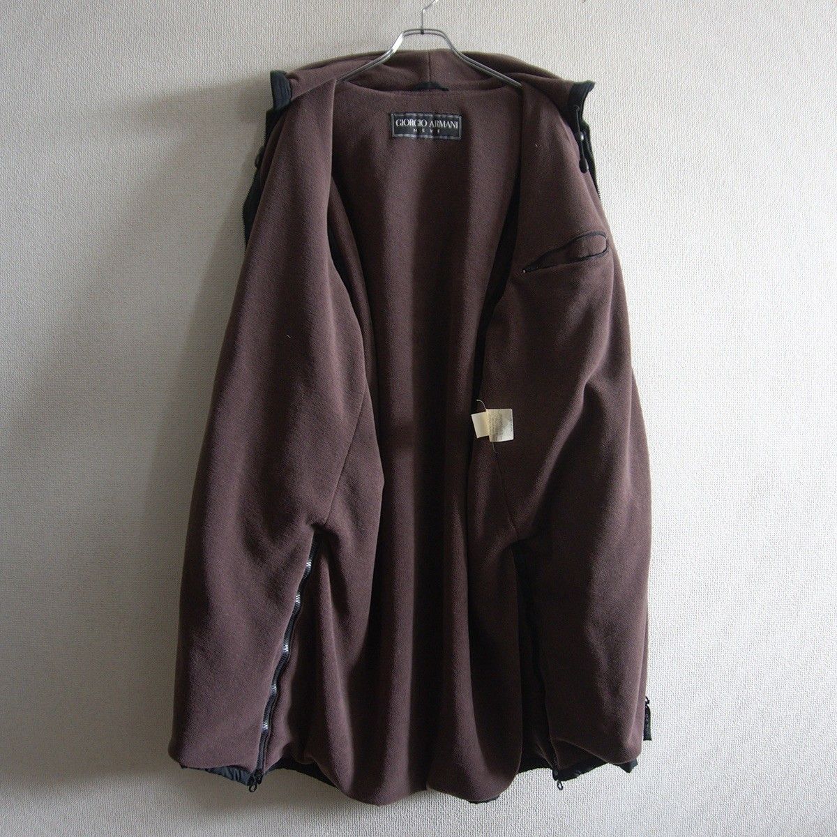 美品】GIORGIO ARMANI【フーデット コート】 50 ブラック ジョルジオ