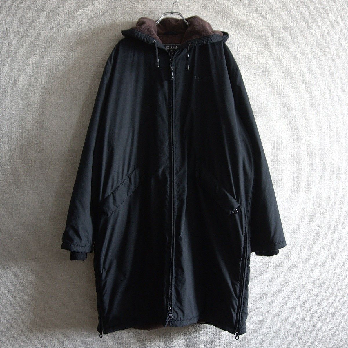 【美品】GIORGIO ARMANI【フーデット コート】 50 ブラック ジョルジオアルマーニ 26040625 美品】GIORGIO ARMANI【フーデット コート】 50 ブラック ジョルジオ