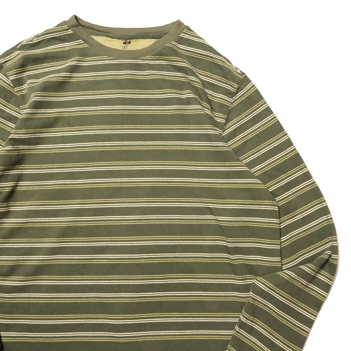 00's シアーズ COVINGTON ボーダー クルーネック コットン Tシャツ 長袖 (XL) 緑系 ロンT 無地 00年代 オールド 旧タグ SEARS ストア系 アメリカ古着 USED ビンテージ ヴィンテージ