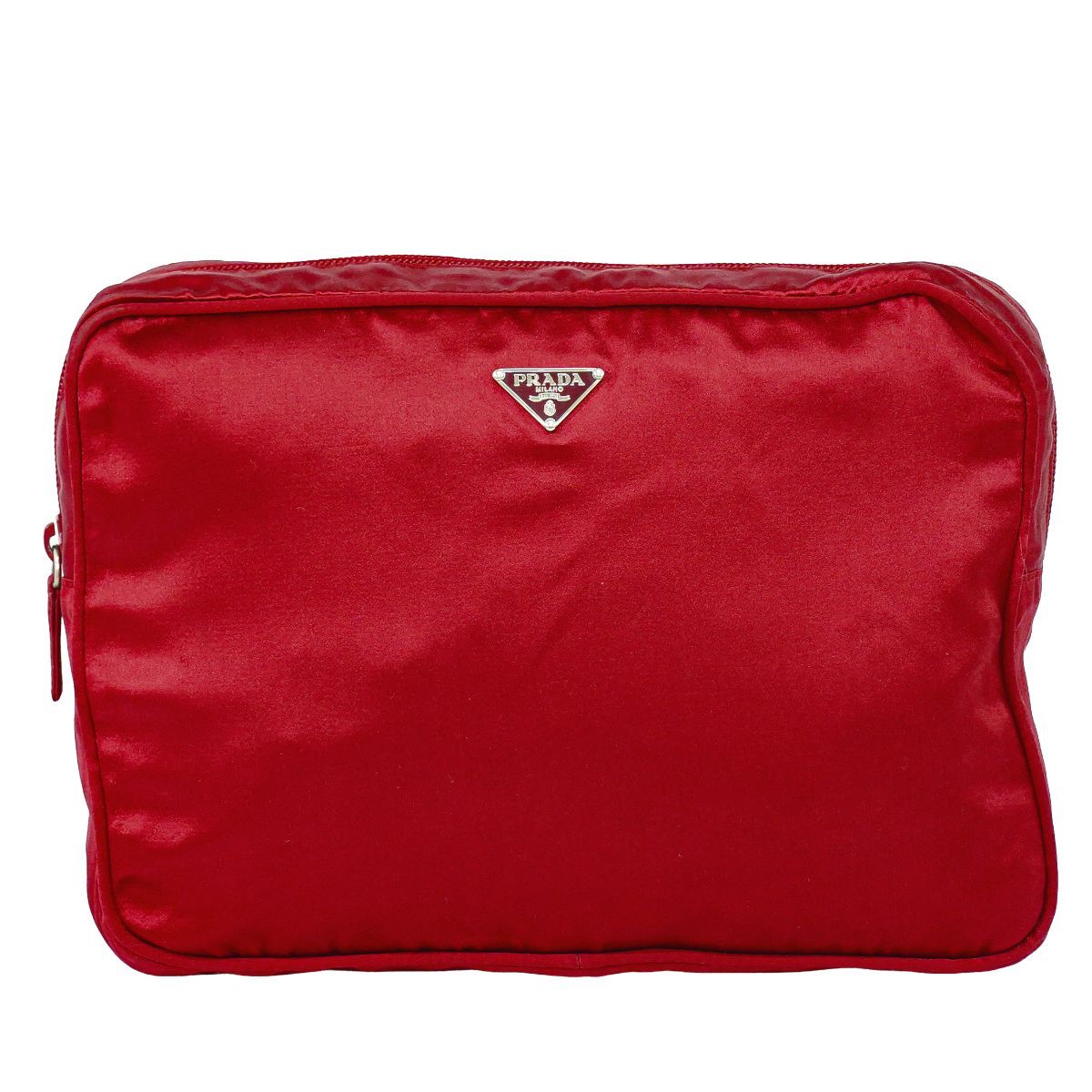 【新品未使用！激レア】プラダ PRADA 正規品 ポーチ サテン 本物 プラダ PRADA サテン ポーチ 小物入れ レッド 雑貨小物 中古