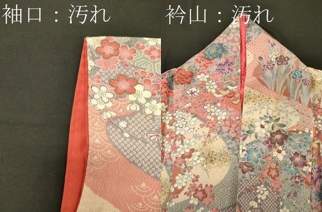 平和屋着物□上質な小紋 吉祥草花文 金彩 鬼しぼ縮緬 正絹 逸品