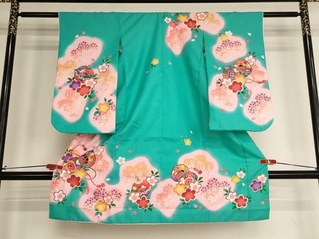 平和屋着物[]七五三　女の子　３歳　祝着　三つ身　桜鼓文　金彩　AABH2886ja