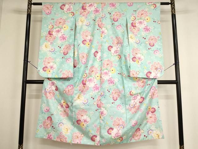 平和屋着物[]七五三　女の子　７歳　祝着　四つ身　舞花文　さくらんぼ　金彩　AABH2902ja