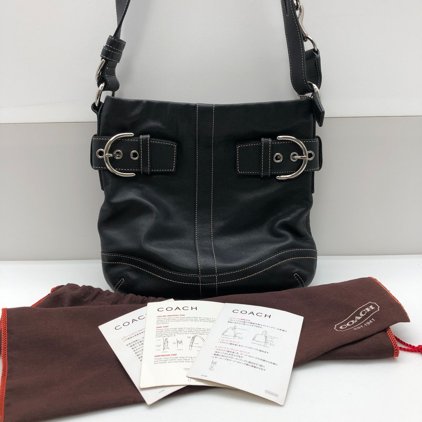 COACH レザー ショルダーバッグ ブラック 黒 コーチ SGAW26-1463